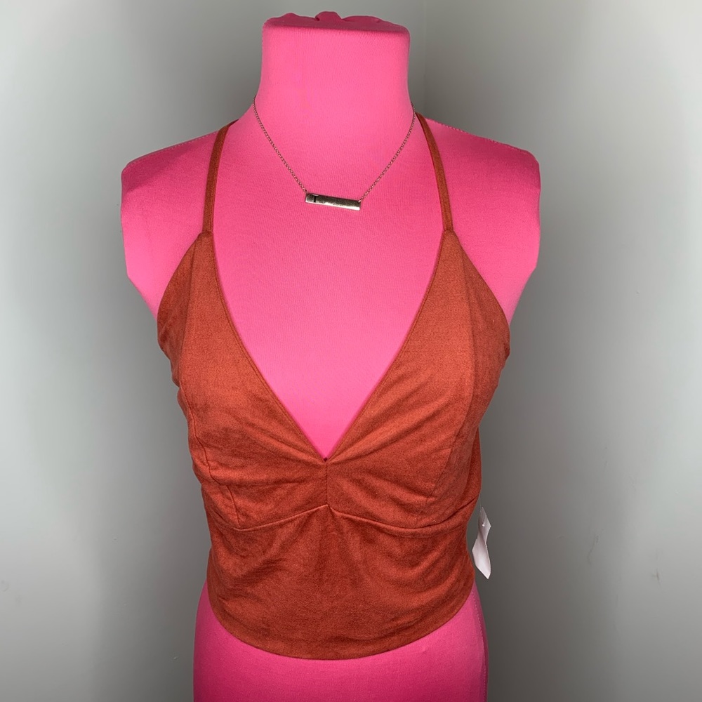 Burnt orange suede crop top
